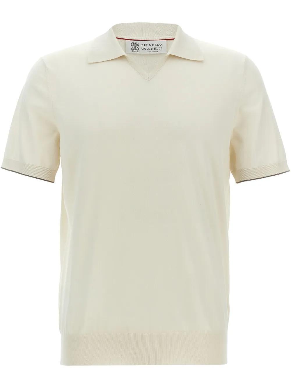 BRUNELLO CUCINELLI Pointed-flat Collar Cotton Polo Shirt In Cxv04 Product Image