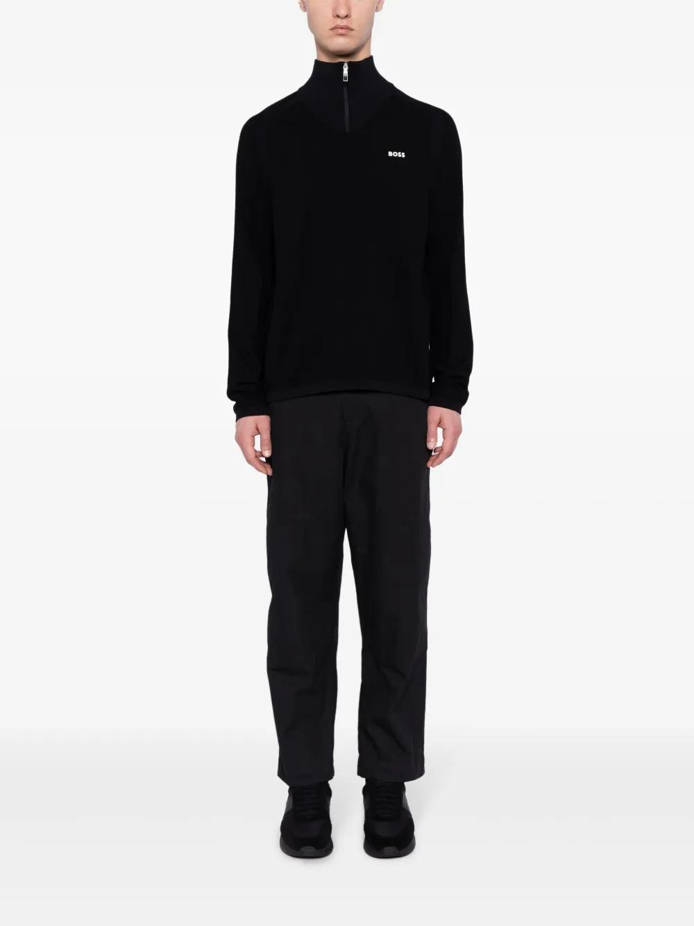 HUGO BOSS Perform-x Quarter Zip Mens Jumper In Black 001 Product Image