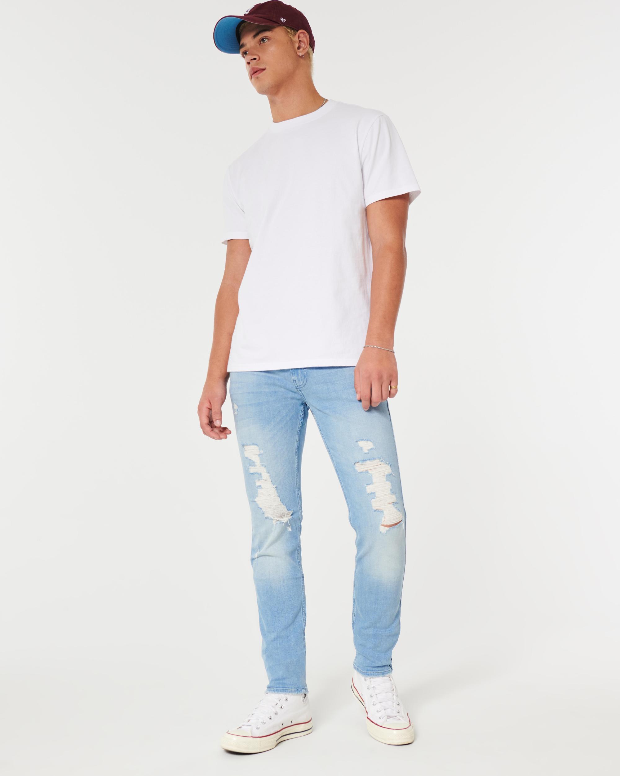 Ripped Light Wash Skinny Jeans Product Image