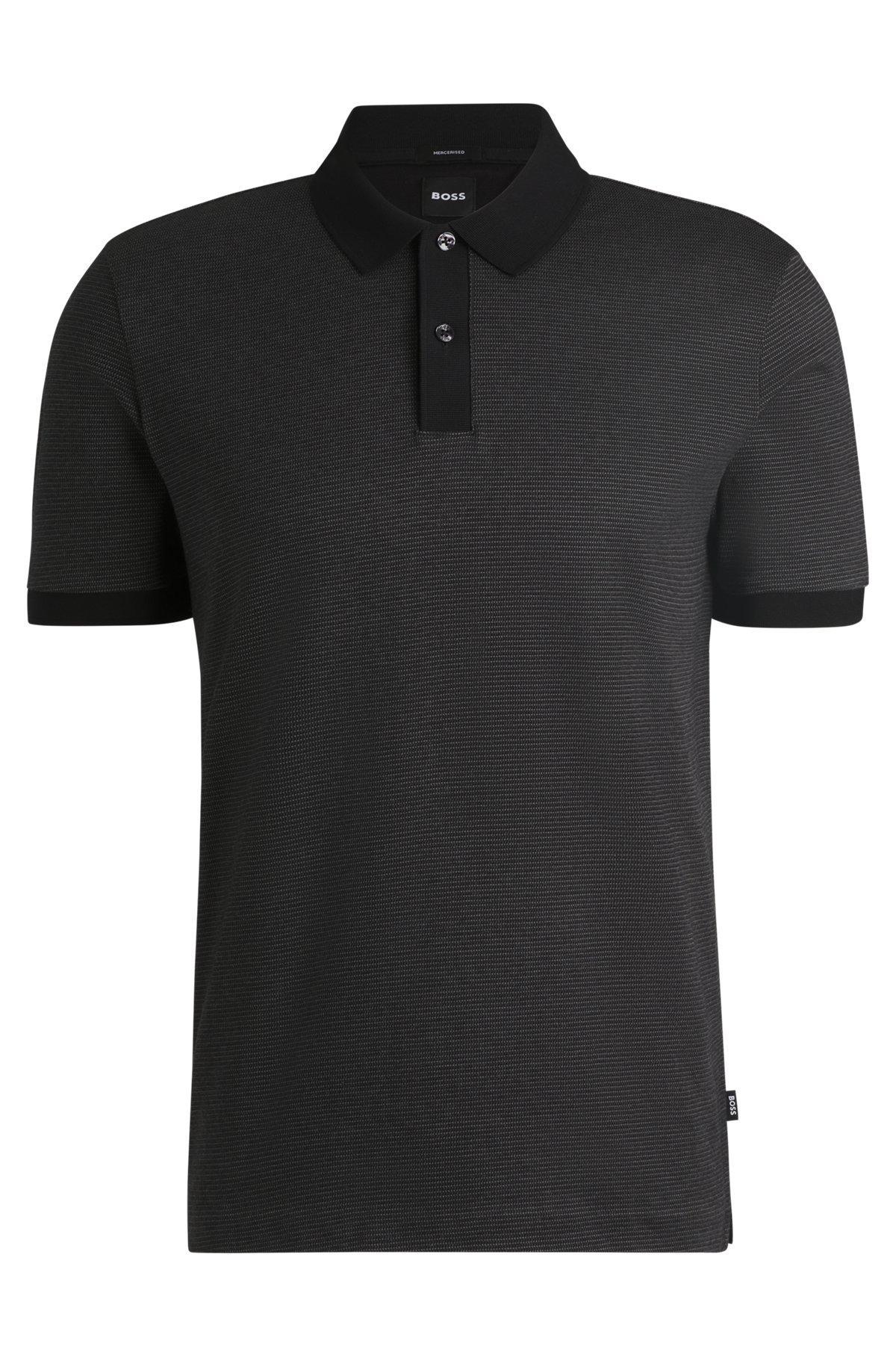 Mercerized-cotton polo shirt with micro pattern Product Image