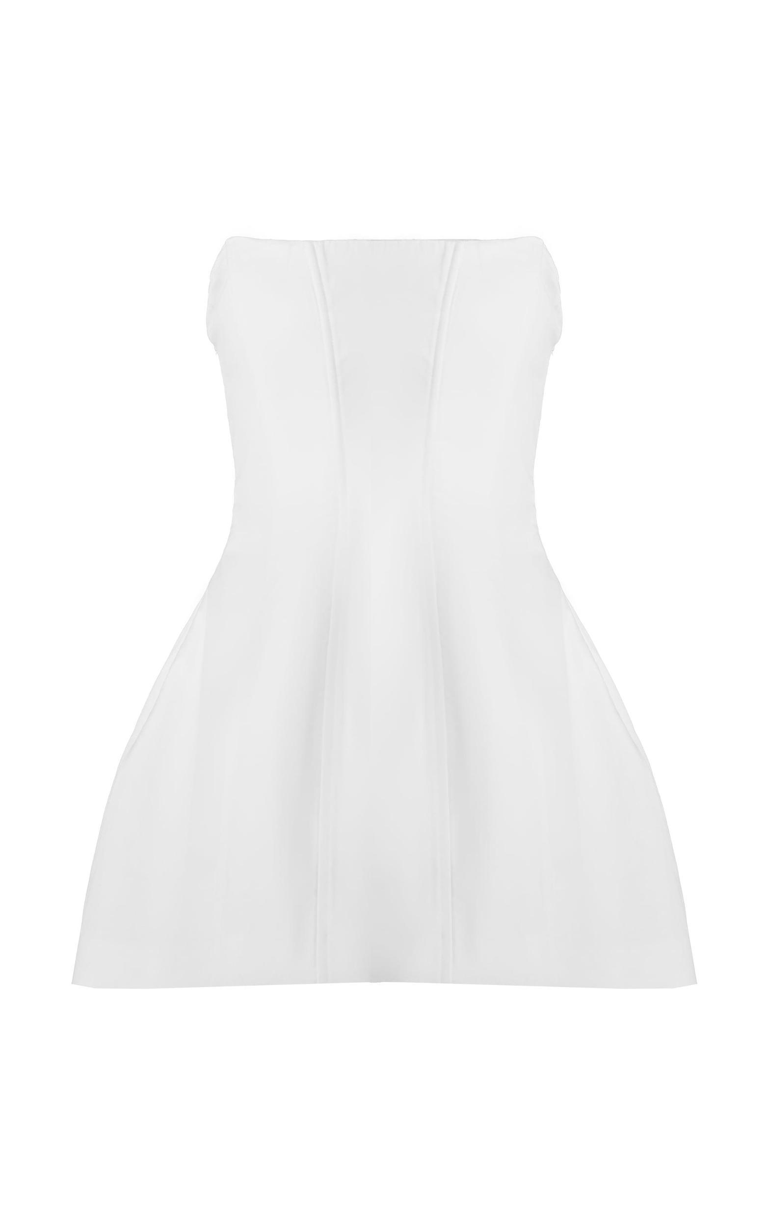 Premium White Woven Boned Bandeau Detail Shift Dress Product Image
