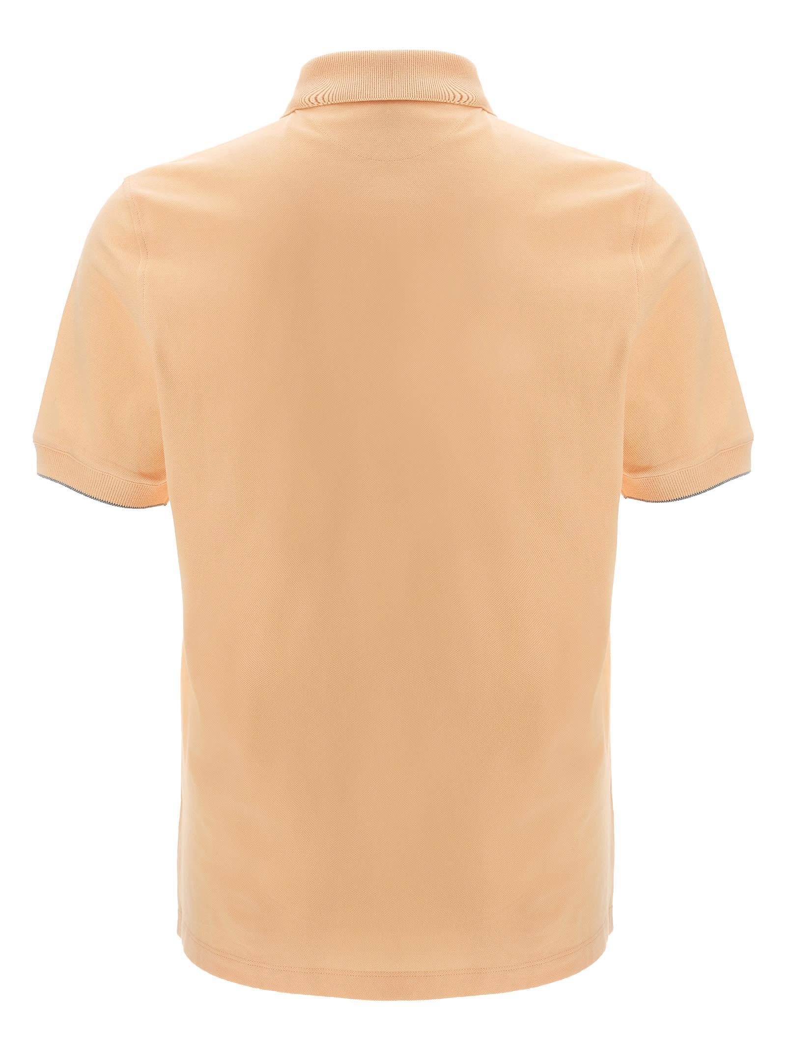 BRUNELLO CUCINELLI Logo Piqué Polo Shirt In Orange Product Image