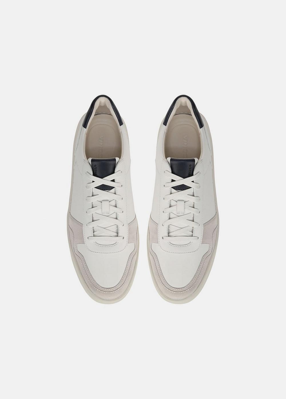 Mens Peyton Leather Sneaker, Chalk White/horchata/night Blue, Size 7 Vince Product Image