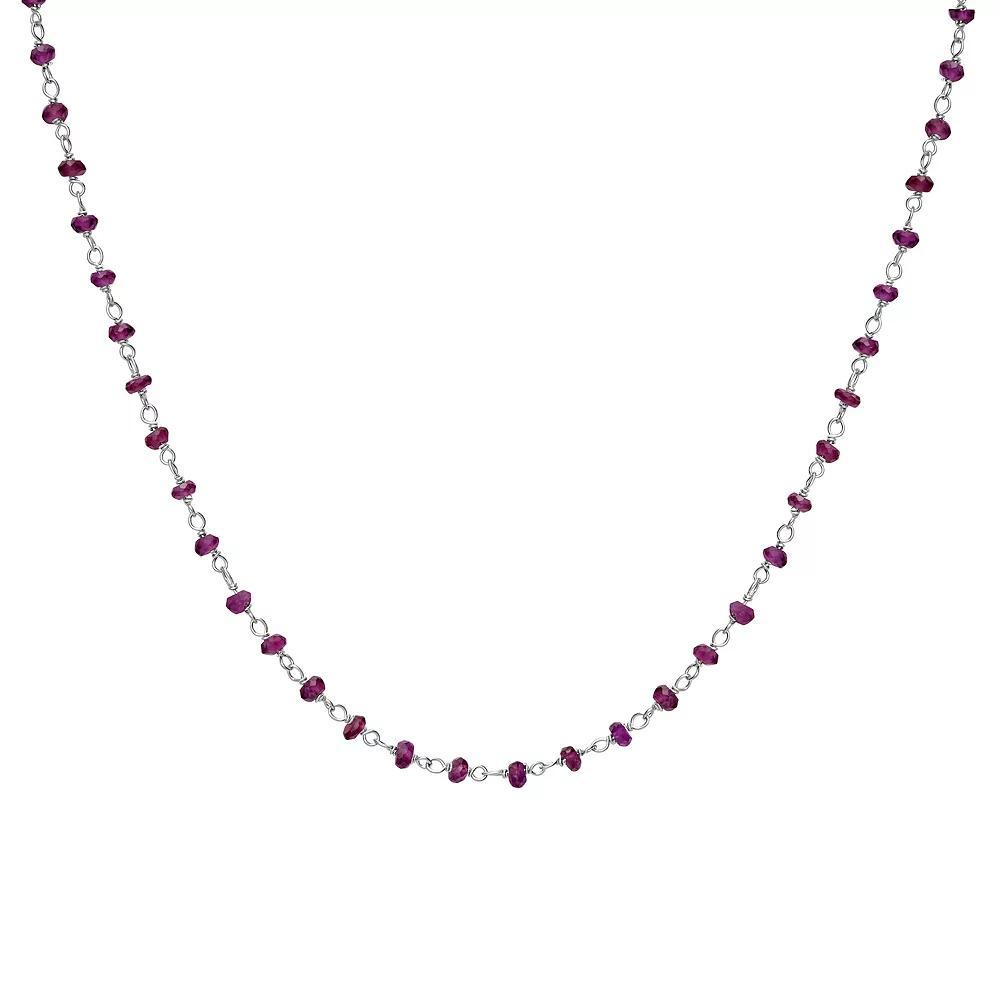 Gemistry Sterling Silver Rhodolite Beaded Necklace, Women's, Size: 18" Product Image