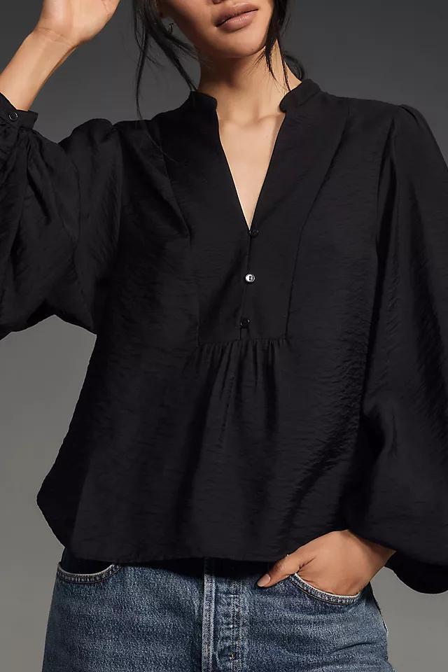 By Anthropologie Puff-Sleeve Textured Blouse Product Image