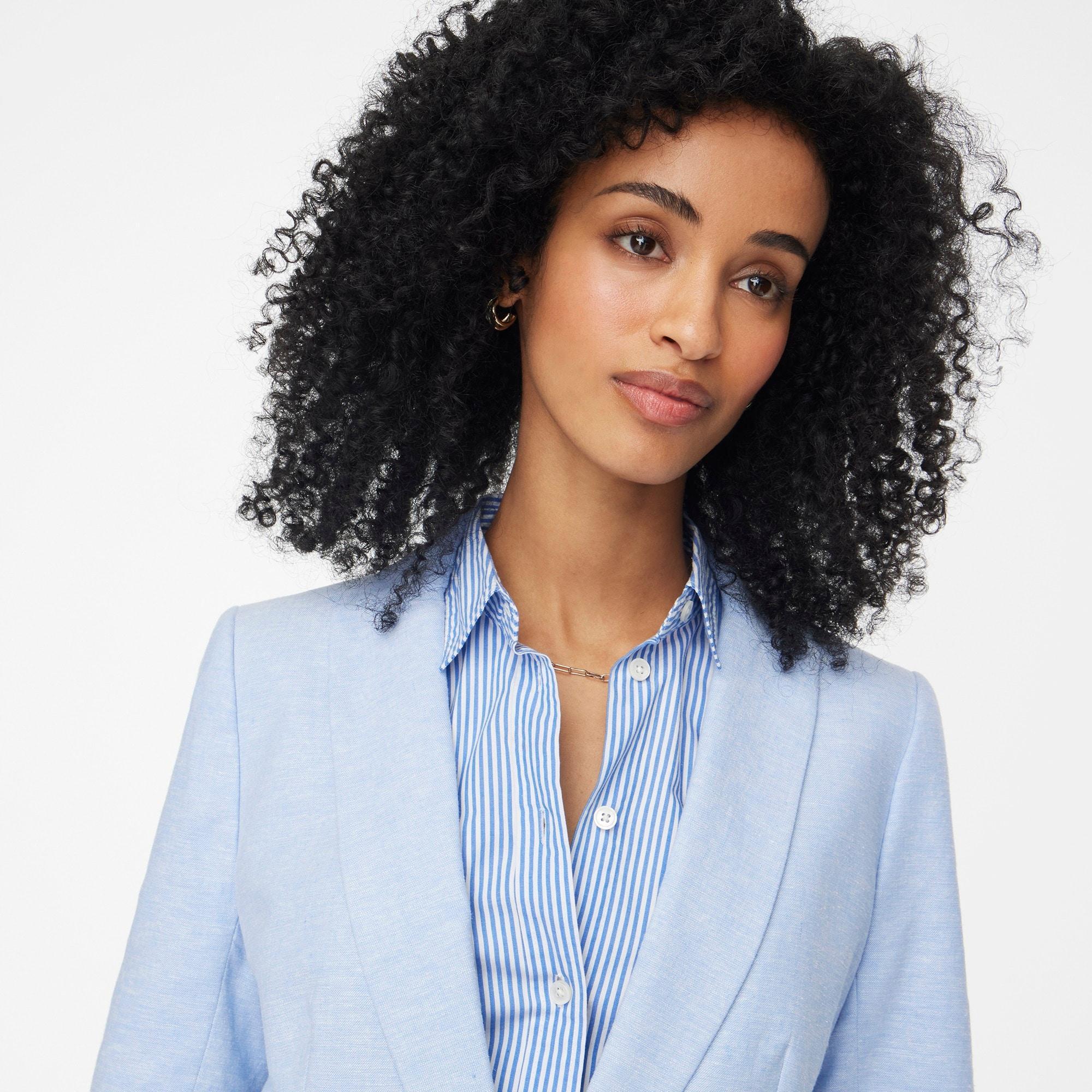Linen-blend one-button blazer Product Image