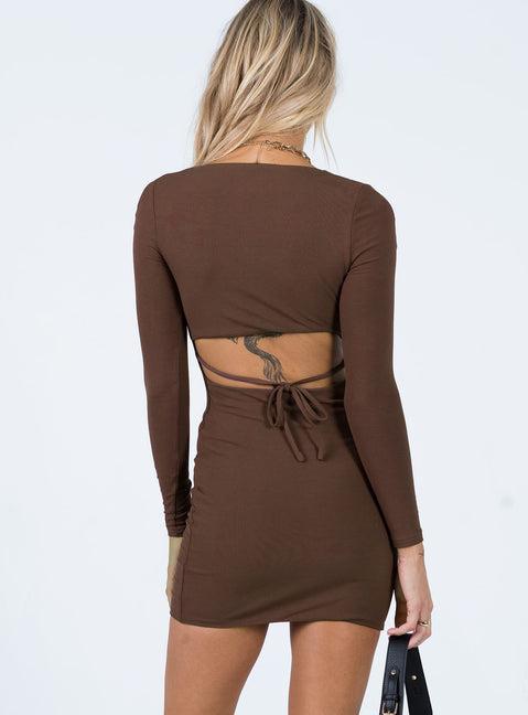 Nolan Mini Dress Brown Product Image