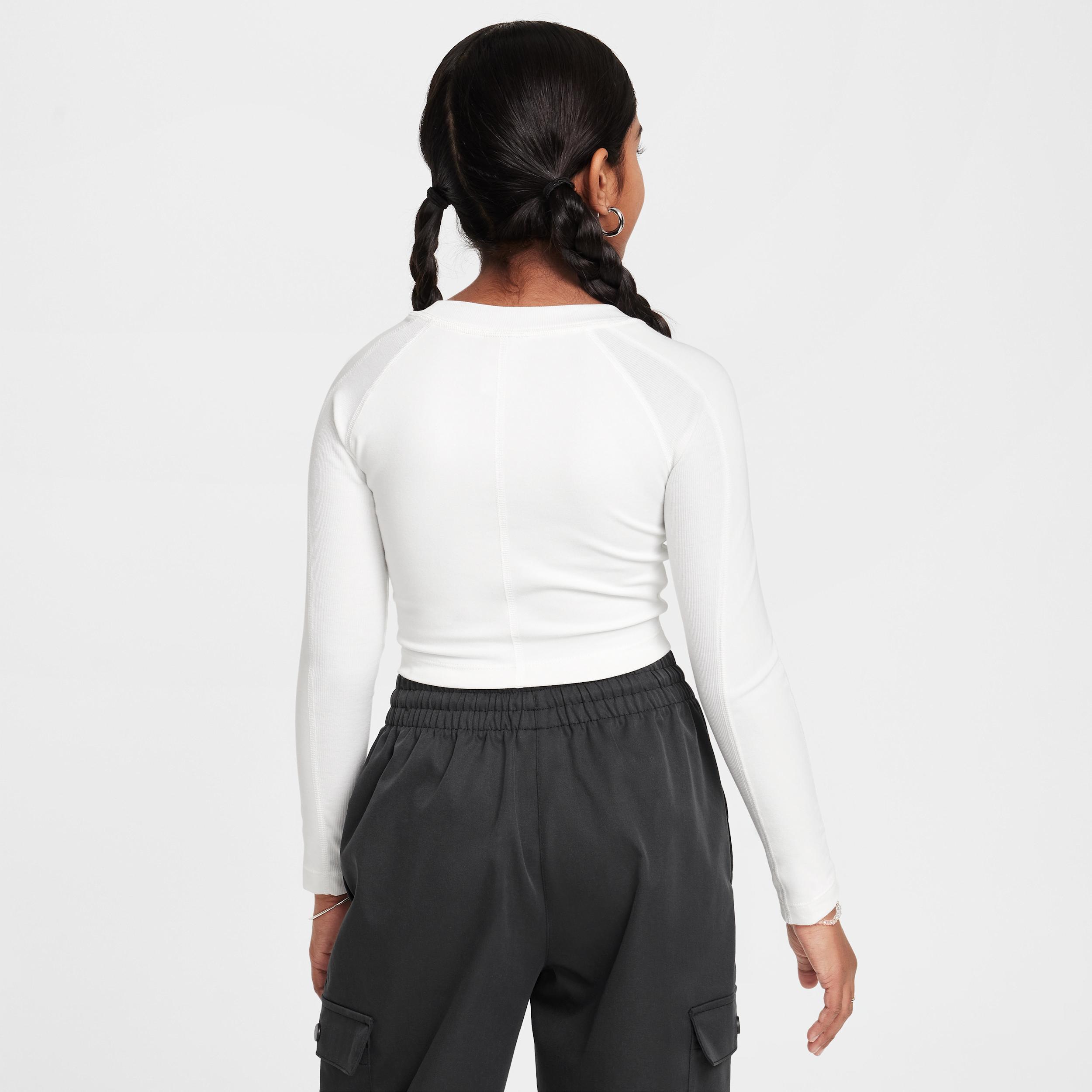 Nike Kids' Crop Long Sleeve Top in Sail/White at Nordstrom Product Image