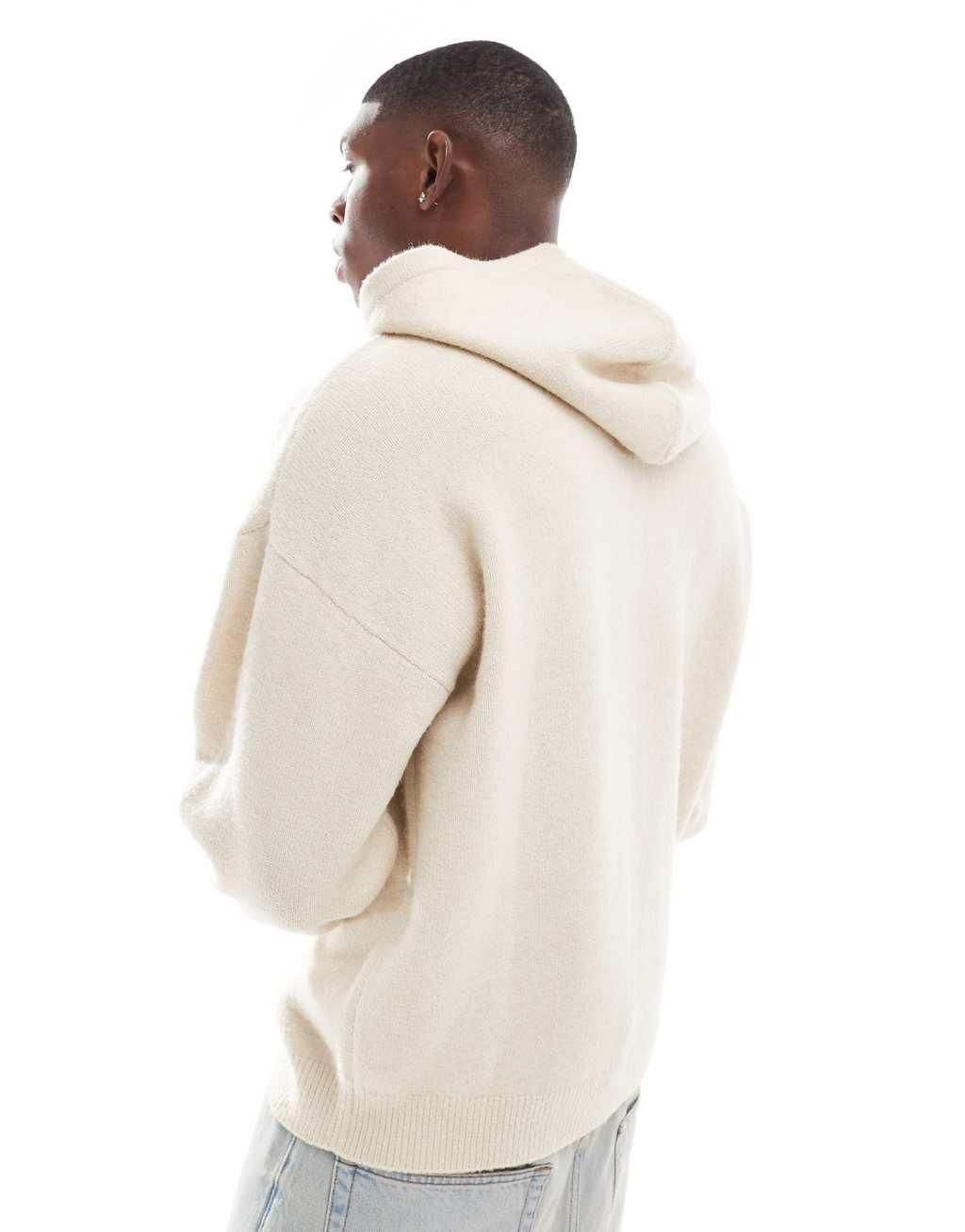 ADPT oversized knit hoodie in cream Product Image