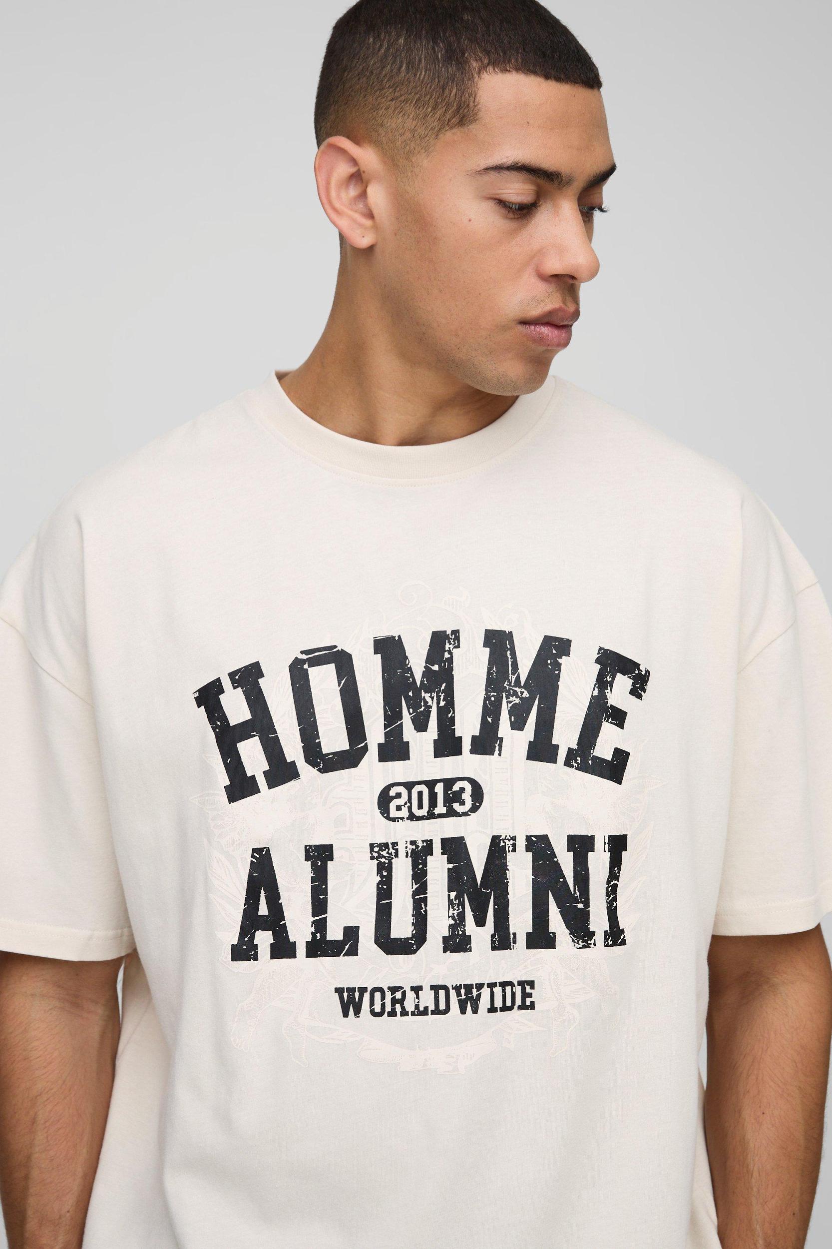 Oversized Homme T-Shirt & Gusset Sweatpants Long Set | boohooMAN USA Product Image