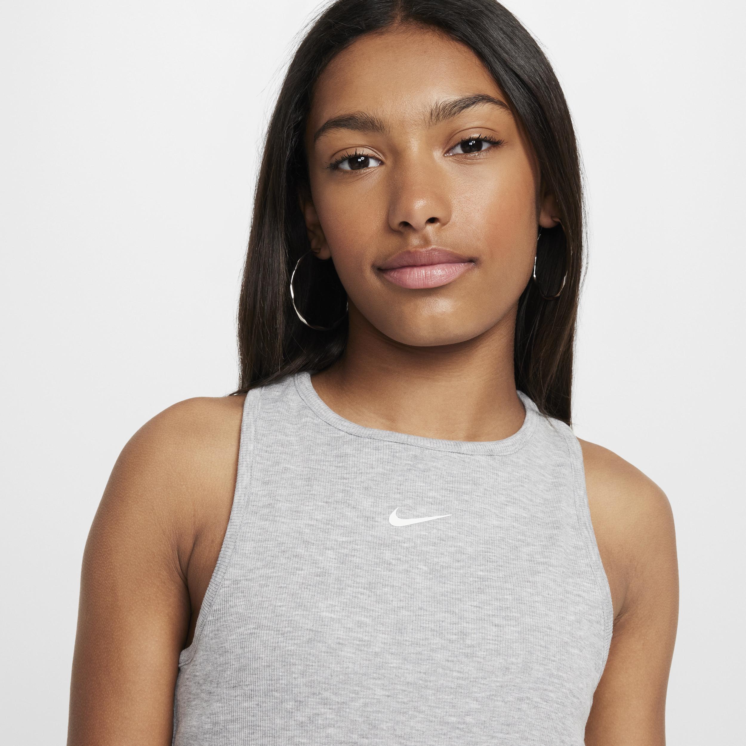 Nike Kids' Sportswear Rib Racerback Tank in Dark Grey Heather at Nordstrom, Size Xl Product Image