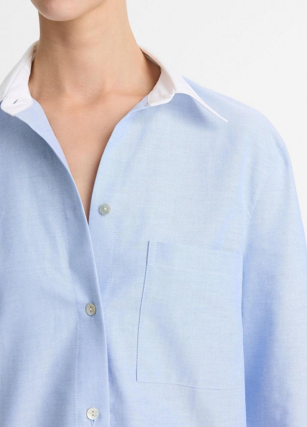 Contrast-Collar Cotton Oxford Shirt Product Image