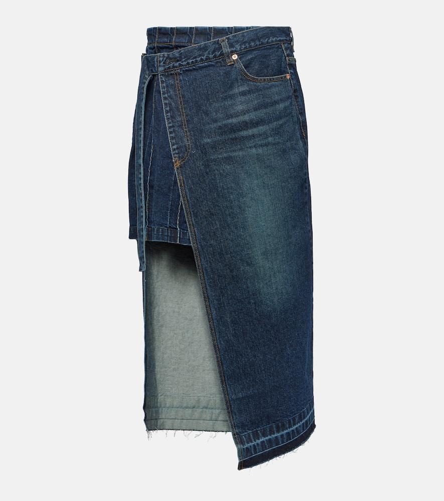 SACAI Asymmetric Denim Midi Skirt In Blue Product Image