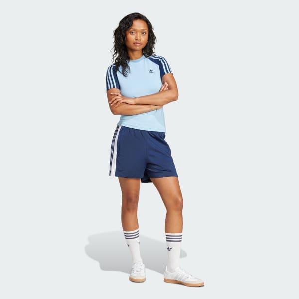 adidas Adicolor 3-Stripes Raglan Slim Tee Glow Pink L Womens Product Image