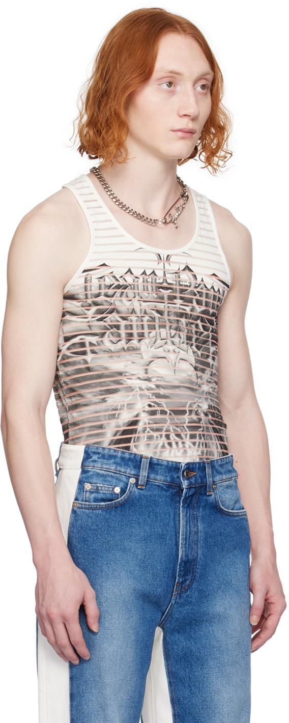 JEAN PAUL GAULTIER White & Black Semi-sheer Tank Top In 0100-white/black Product Image