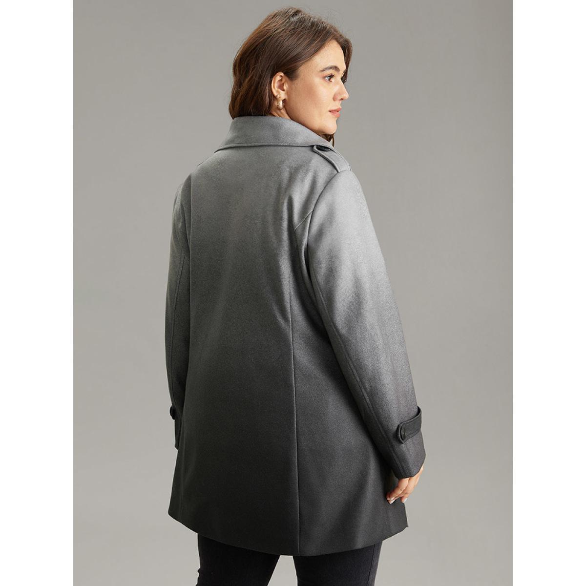 Plus Size Ombre Double Breasted Lapel Collar Coat Women Gray Casual Lined Ladies Dailywear Winter Coats BloomChic 30/6X Product Image