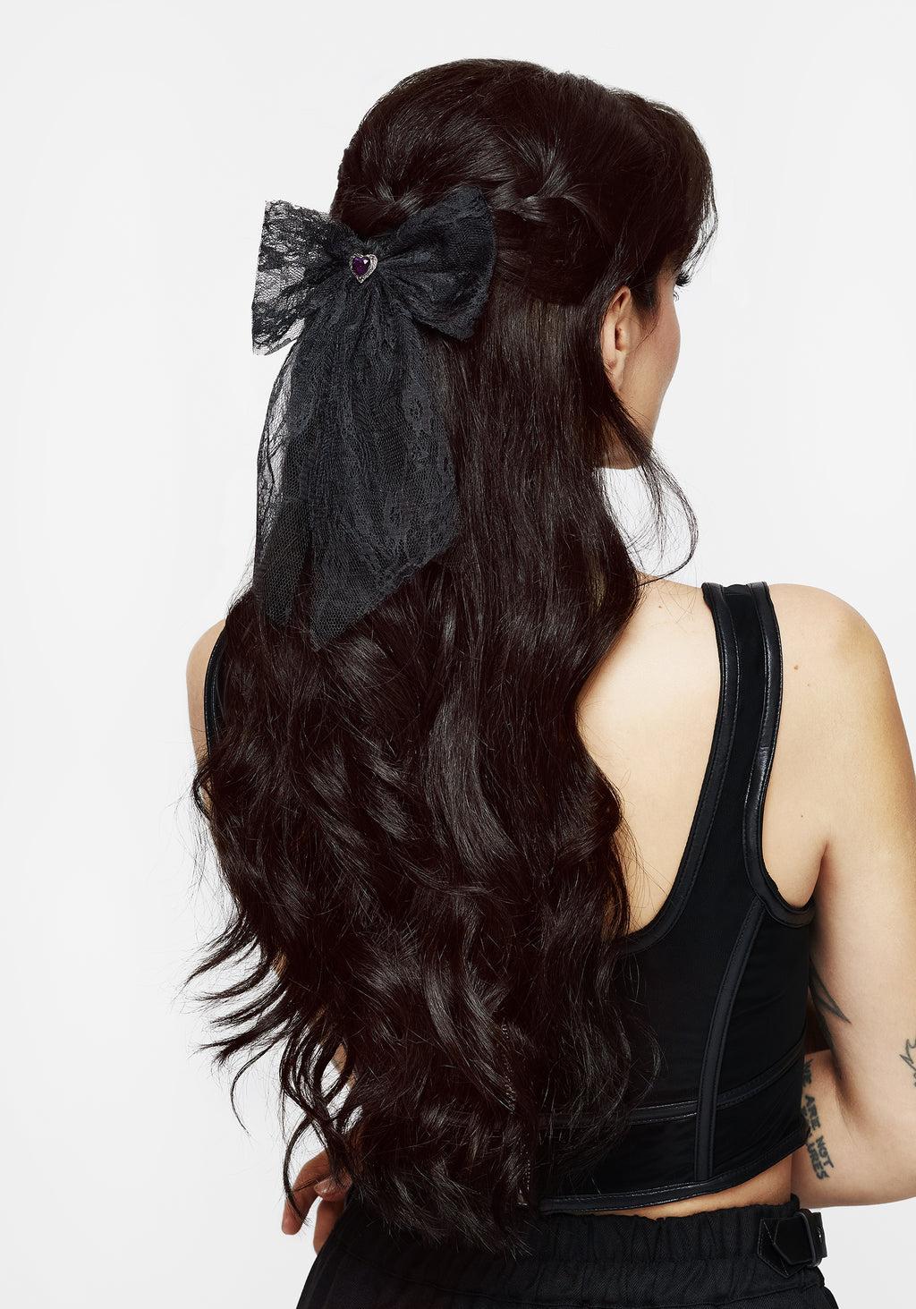 Melanie Heart Lace Hair Bow Product Image