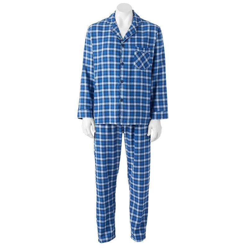 Men's Hanes Ultimate® Plaid Flannel Pajama Set, Size: XL, Black Plaid Product Image