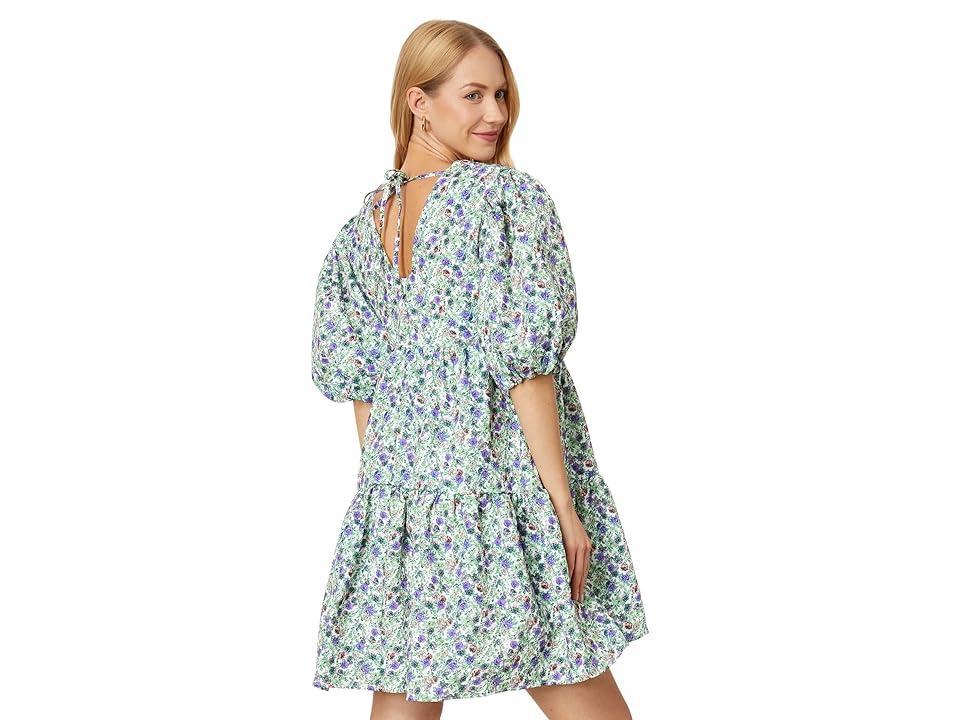 English Factory Floral Puff Sleeve Jacquard High-Low Dress (White Women's Clothing Product Image