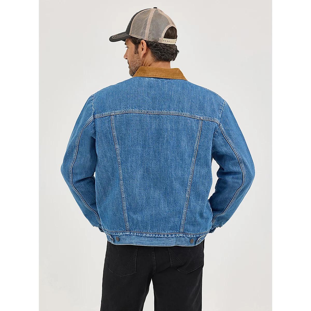 Men's Wrangler® Straight Yoke Sherpa Lined Denim Jacket | Men's JACKETS & OUTERWEAR | Wrangler® Product Image