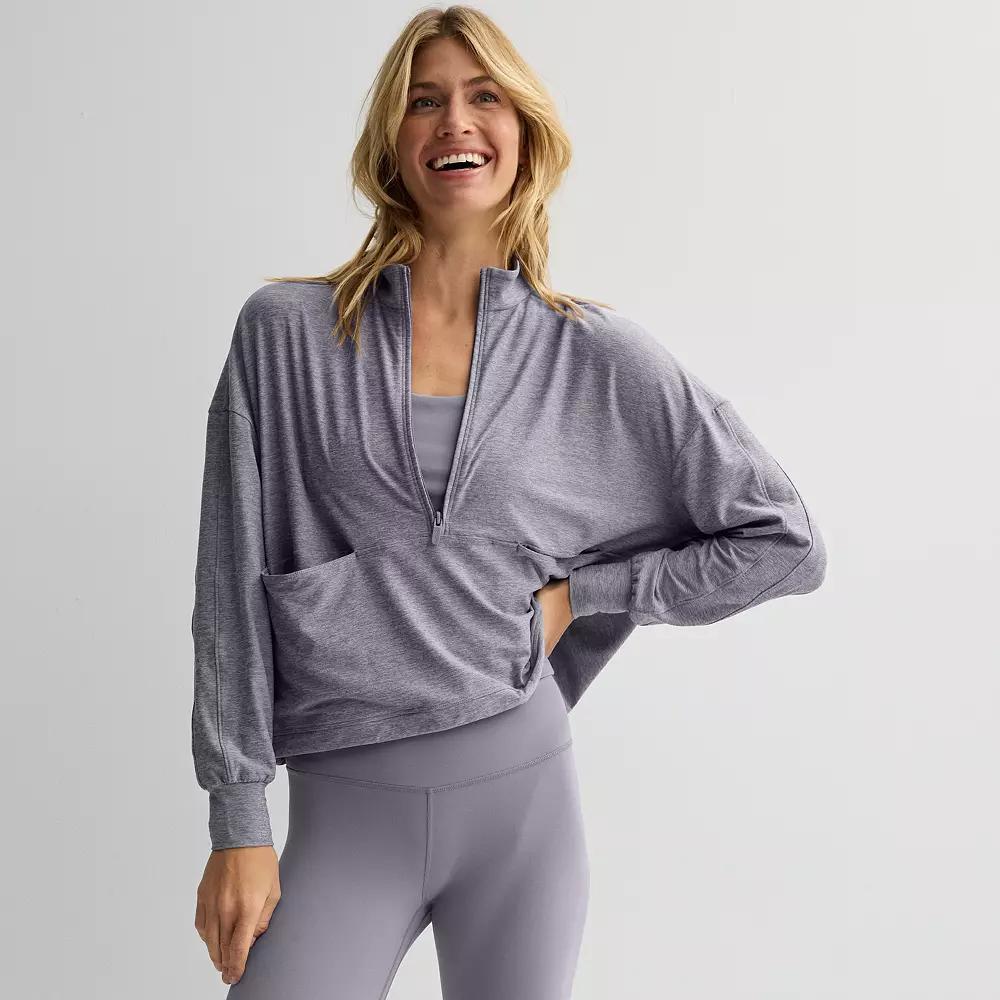 Womens FLX Wander Track Half Zip Popover Sweatshirt Pink Sand Product Image