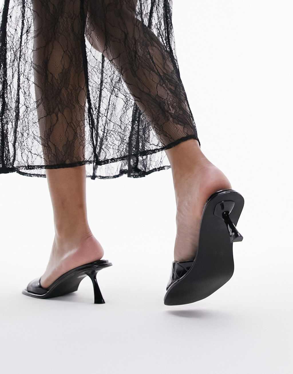 Topshop Isaac angular mid heel mules Product Image
