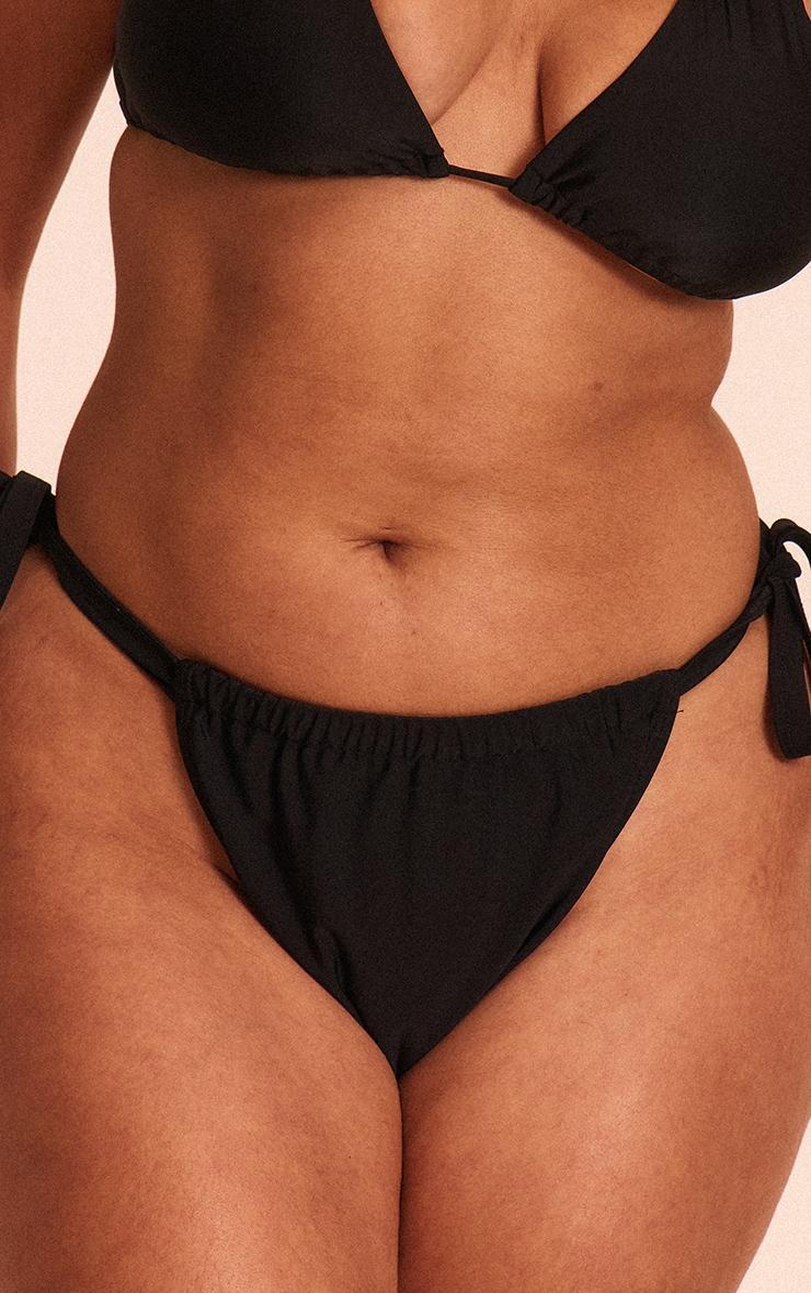  Plus Black Basic Tanga Tie Side Bikini Bottom Product Image
