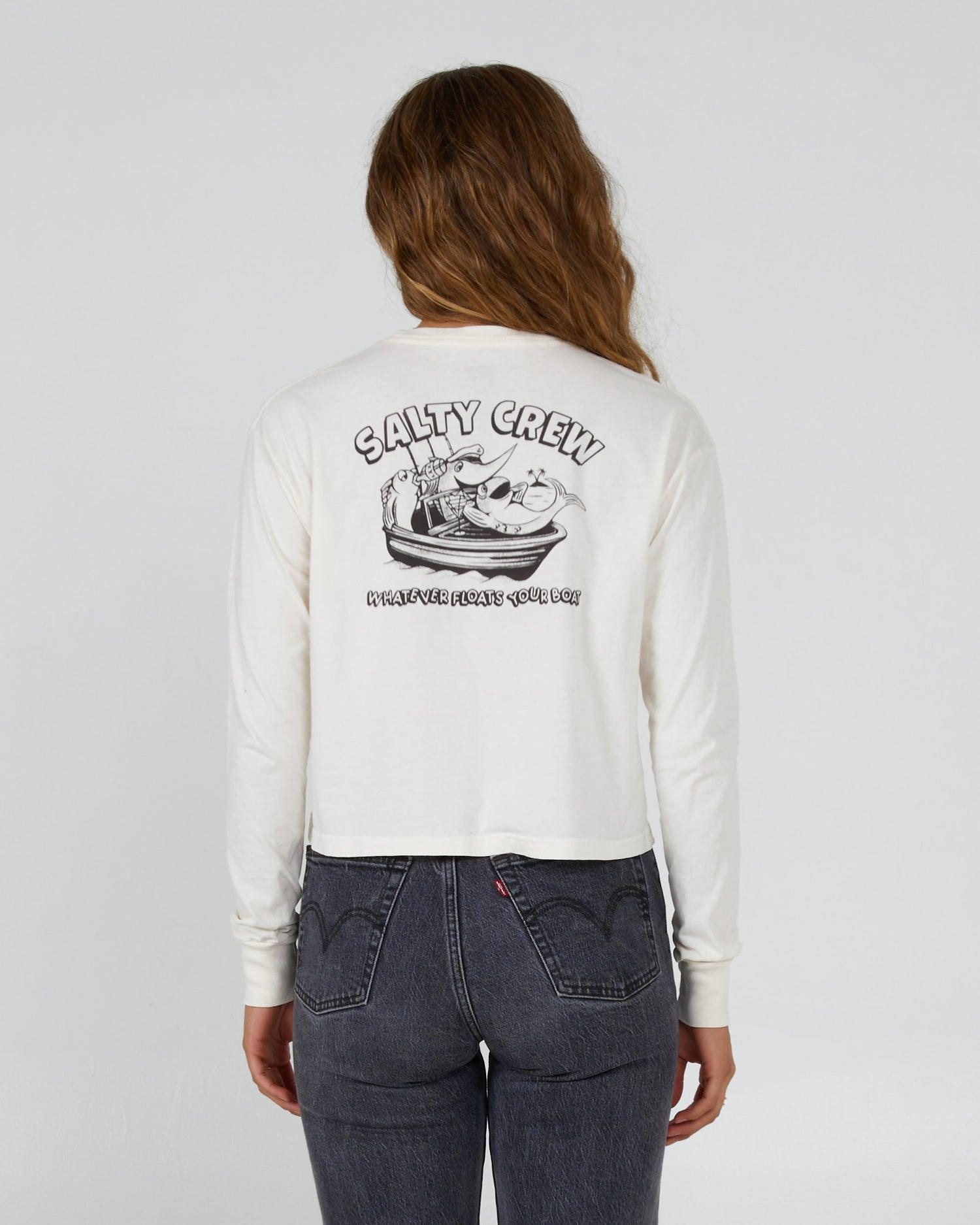 Floats Your Boat L/S Crop Tee - Off White Product Image