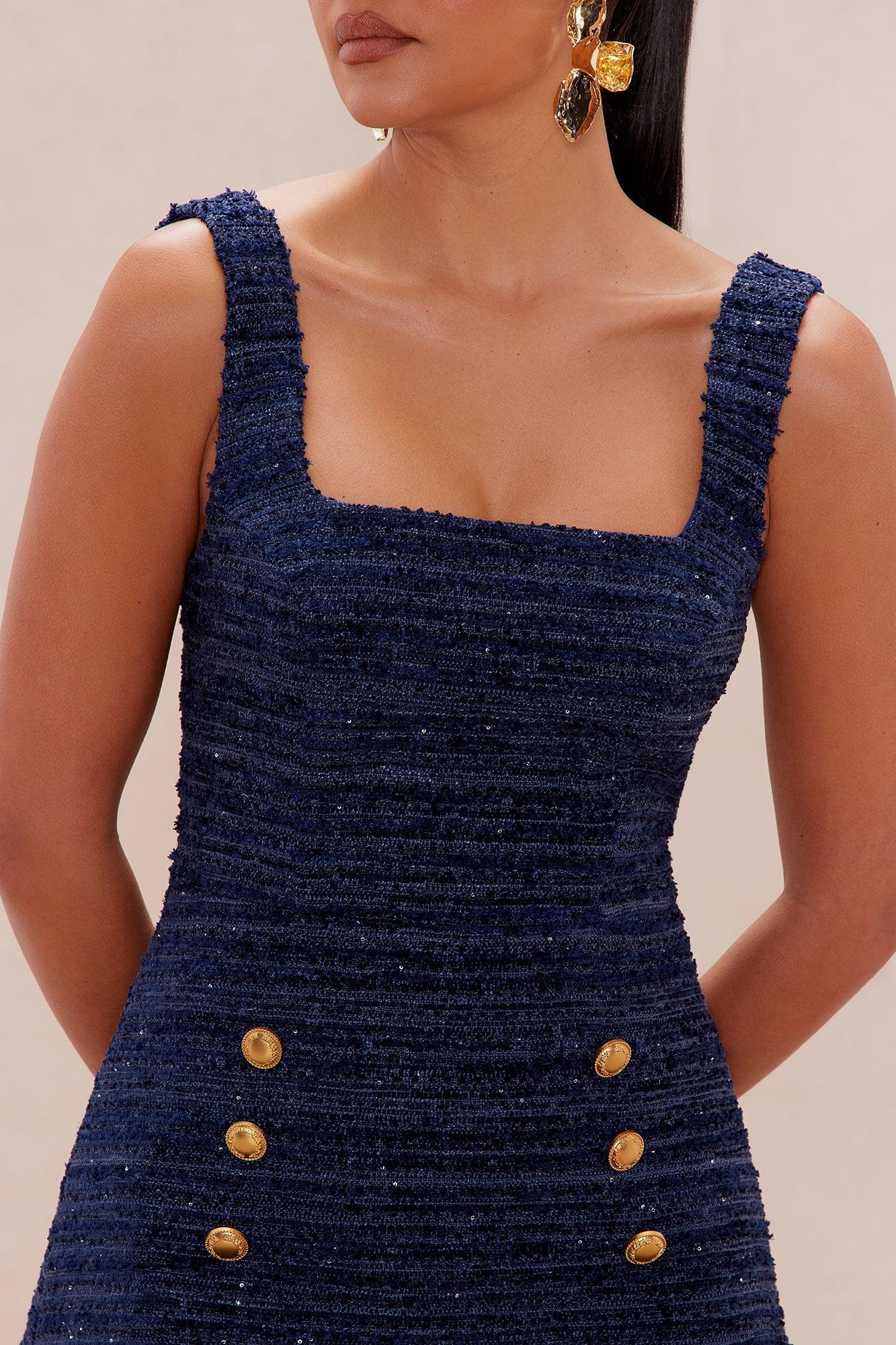 Marielle Tweed Mini Dress - Navy Product Image