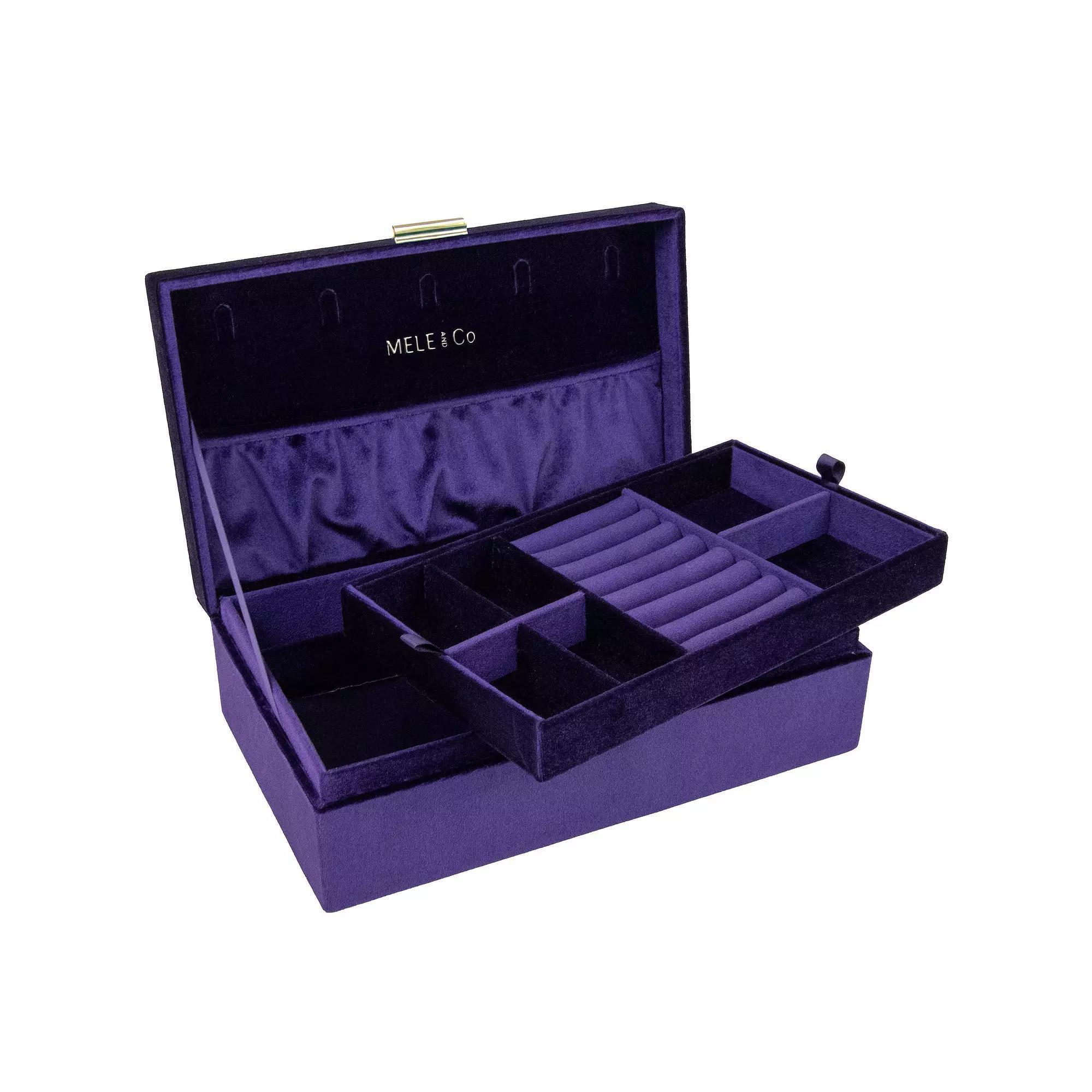 Mele and Co Jewel Onyx Black Velvet Jewelry Box Organizer, Women's, Purple Product Image