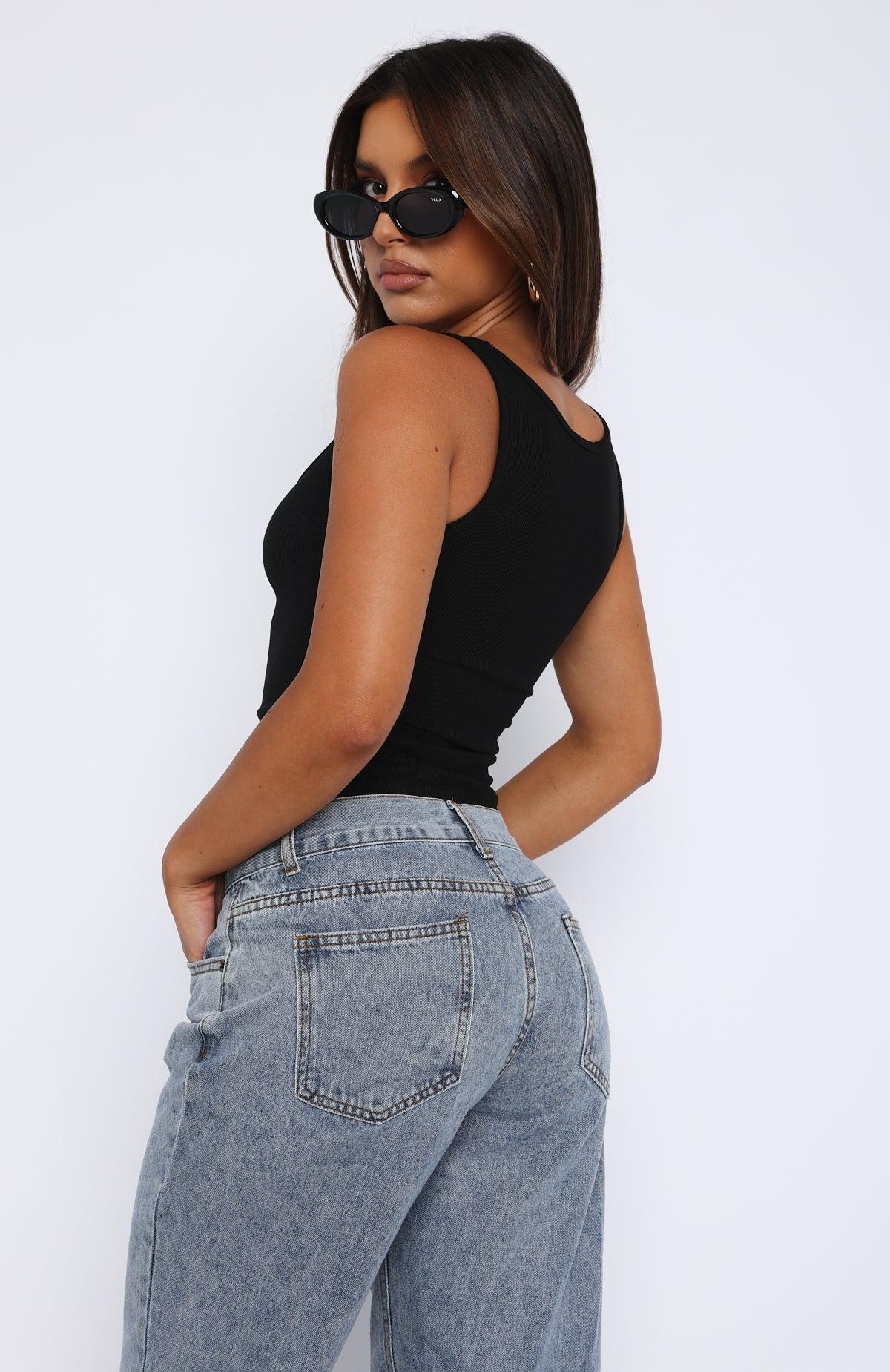 Let Me Adore You Ribbed Tank Top Black Product Image
