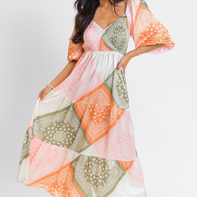 Fall Festivities Multi Patchwork Printed Dress FINAL SALE Product Image