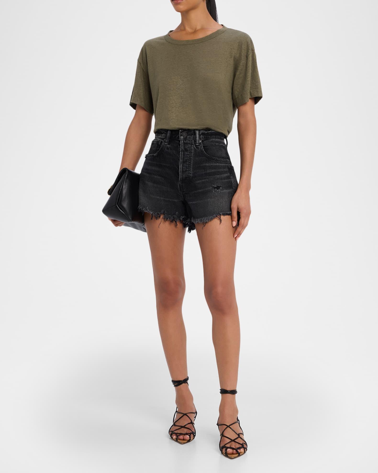 Harrington Distressed Denim Shorts Product Image