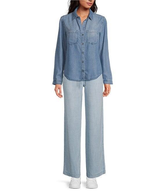 Cloth & Stone Collared Long Sleeve Button Front Lyocell Shirt Product Image