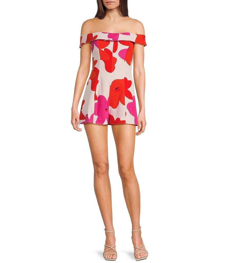 GB Floral Printed Linen Blend Romper Product Image