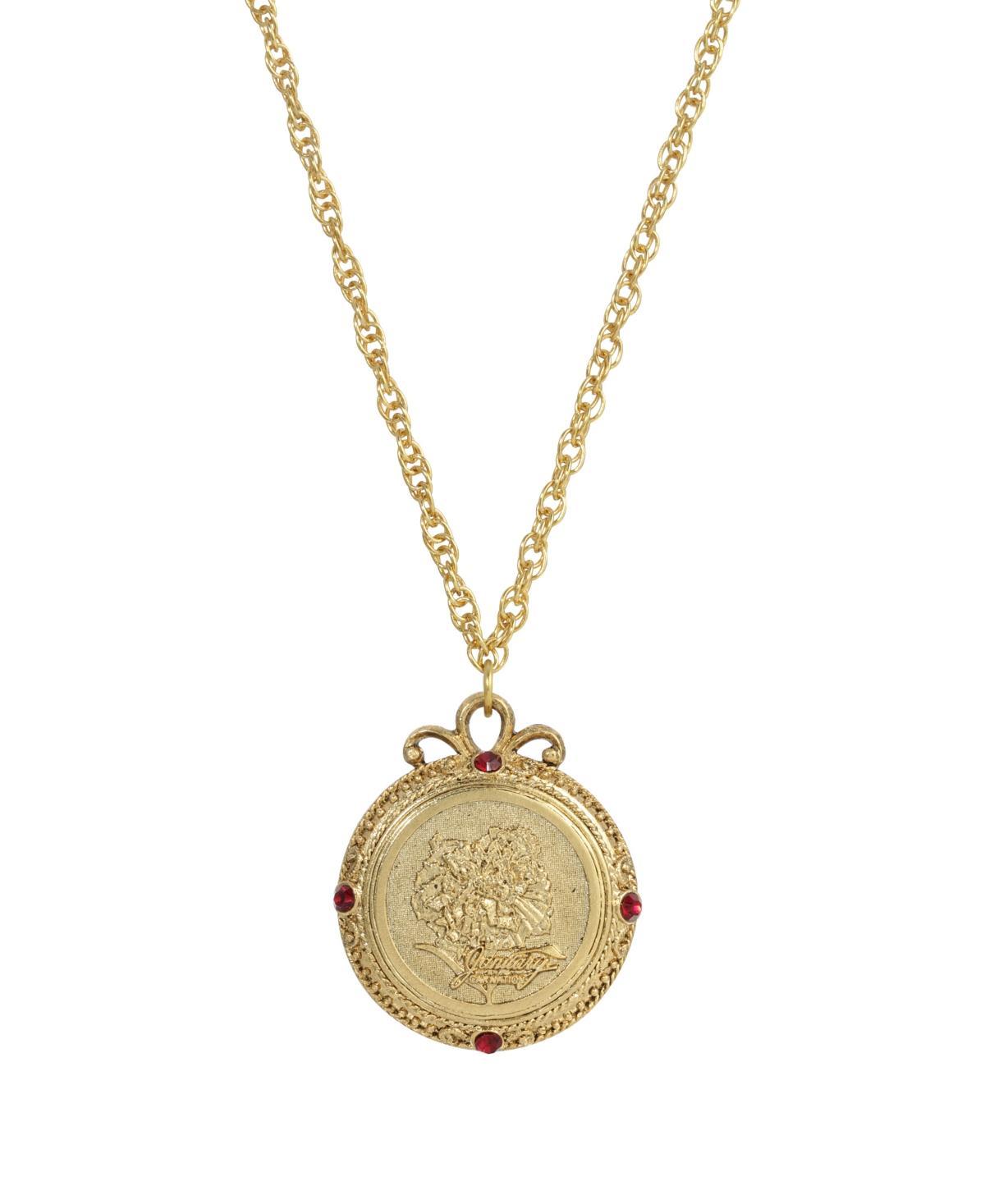 1928 Gold Tone Flower of the Month Pendant Necklace, Womens, September Product Image