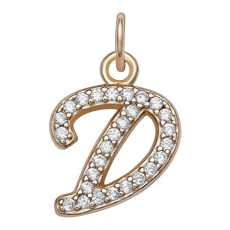 LC Lauren Conrad Sterling Silver Cubic Zirconia Initial Charm, Womens, Gold Tone O Product Image