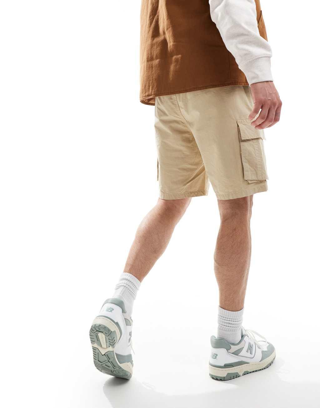 Brave Soul cotton ripstop cargo shorts in stone Product Image