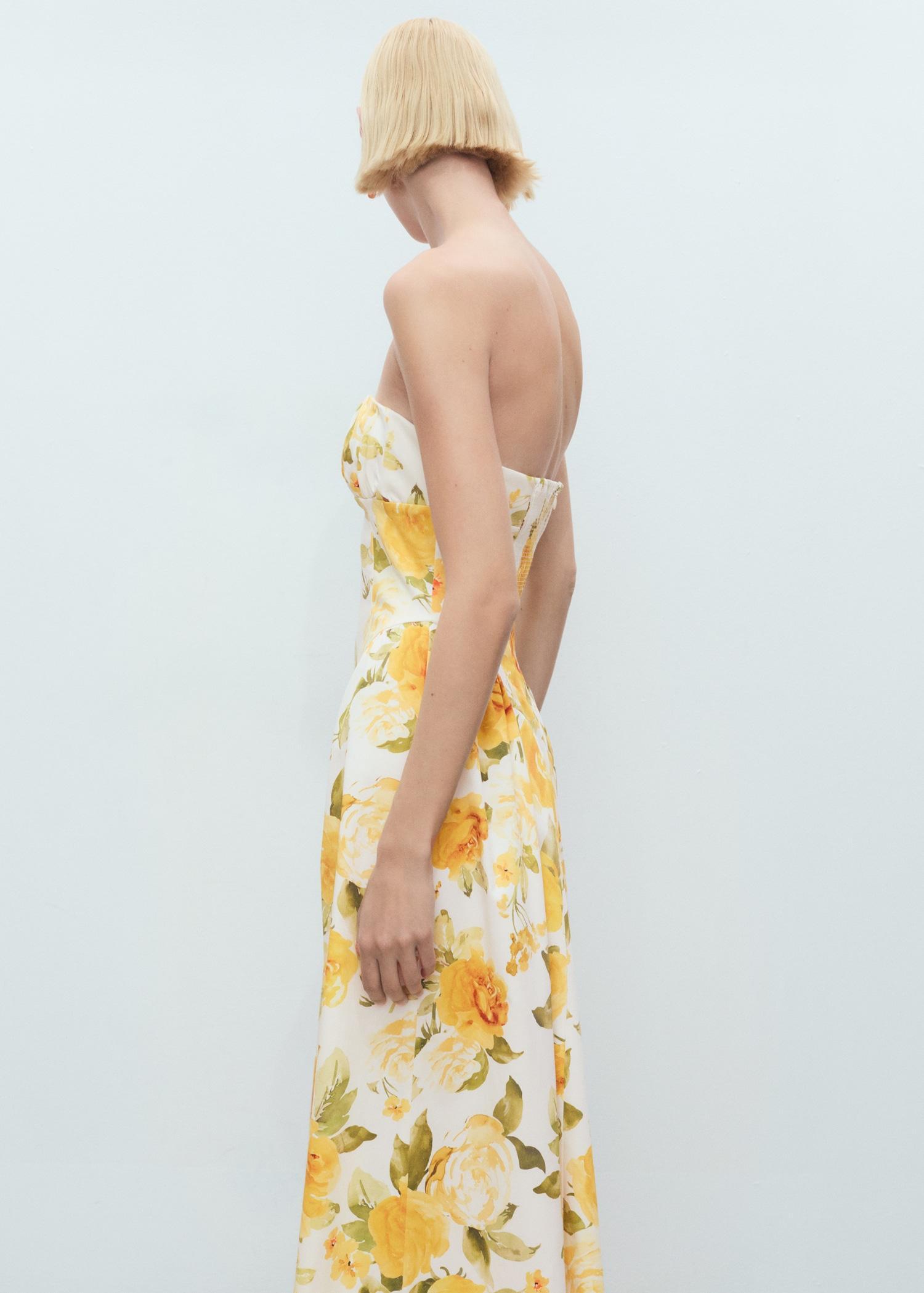 Floral midi-dress with gathered neckline - Women | MANGO USA Product Image