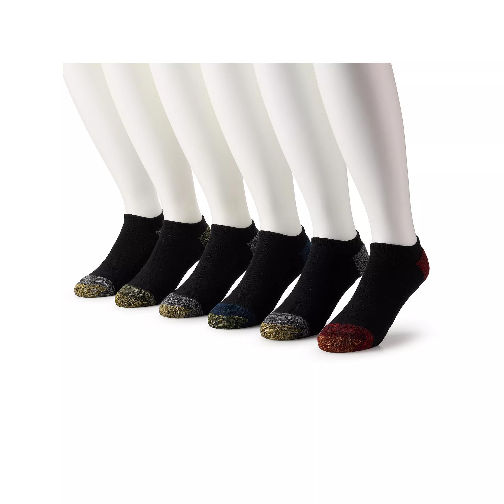 Men's GOLDTOE® 6-Pack Fit Tec Cushion No Show Socks, Size: 6-12, Black Product Image