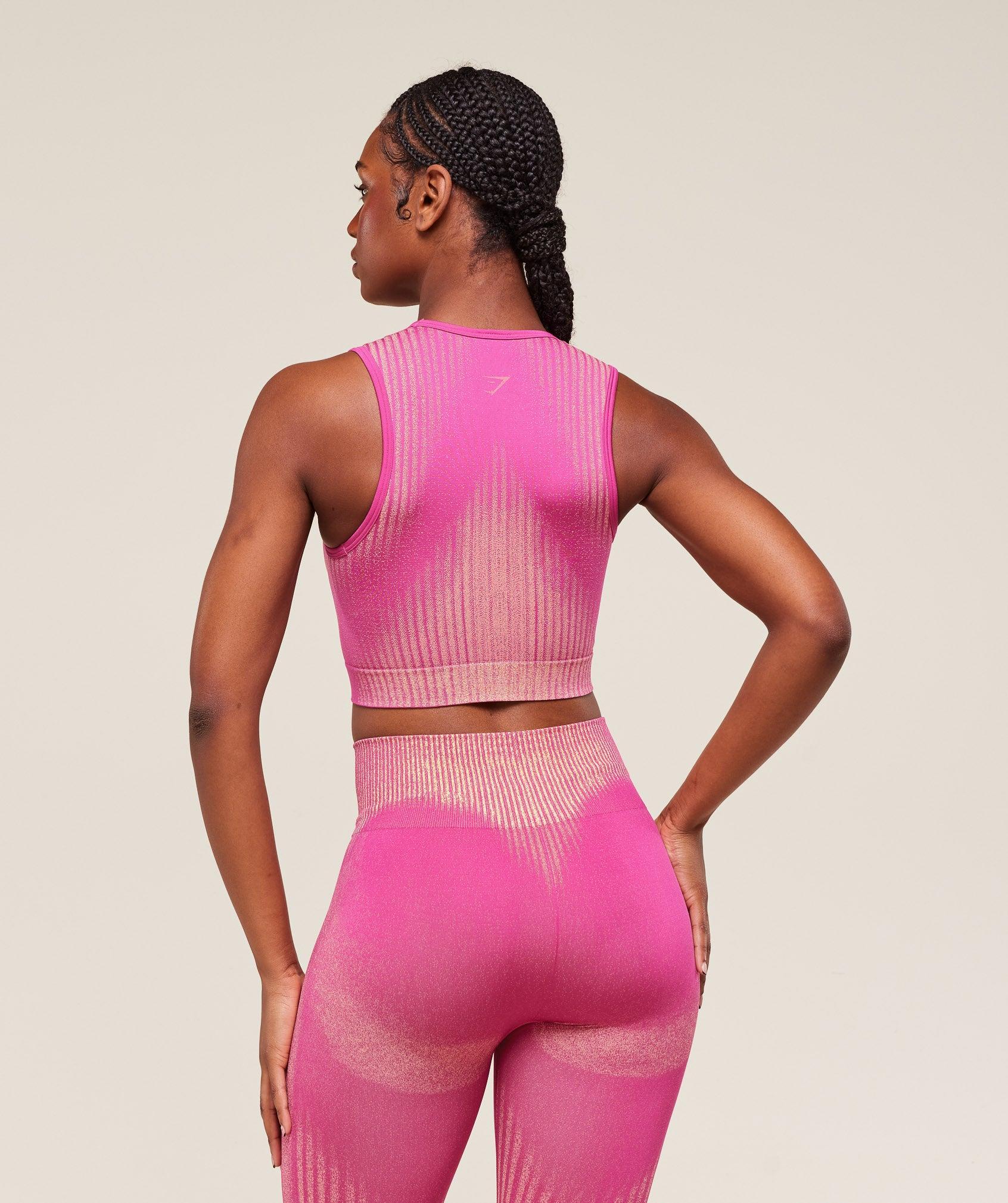 Gymshark Diffuse Seamless Cropped Tank - Winning Pink/Refresh Yellow Female Product Image