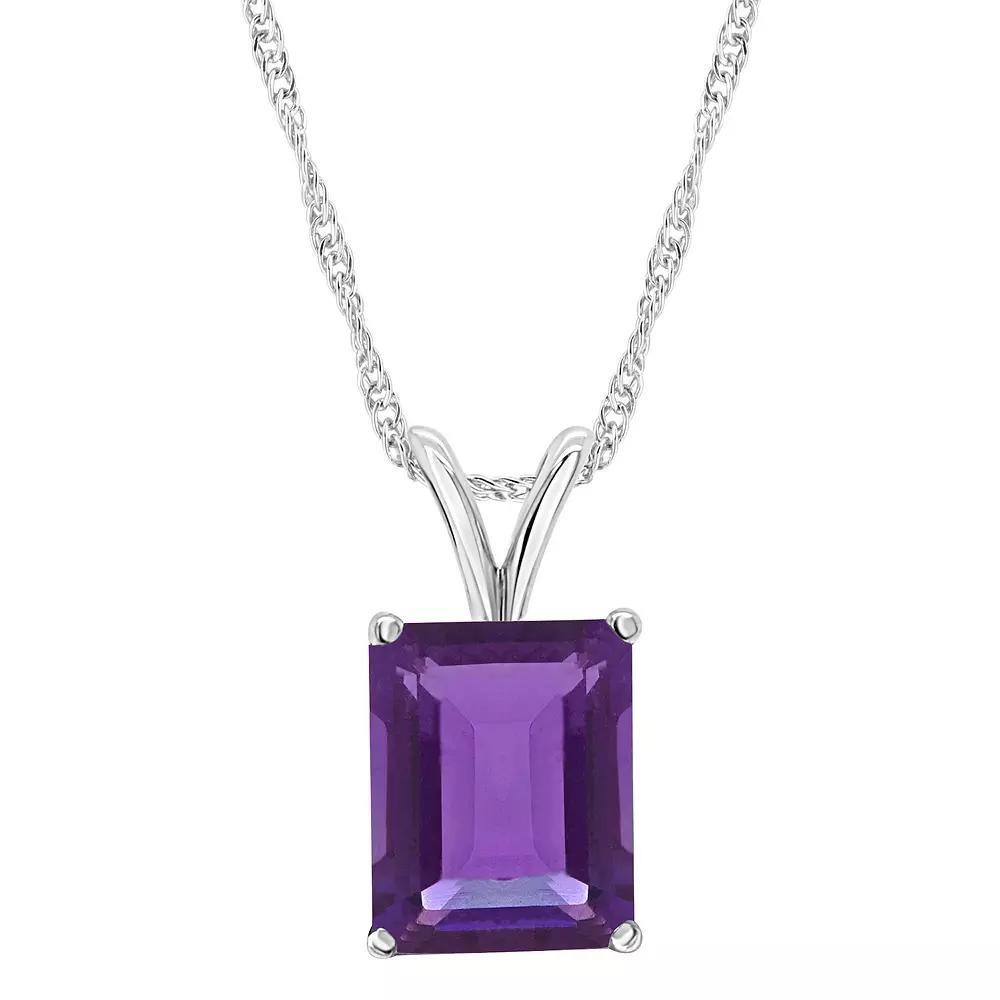 Alyson Layne 14k Gold Emerald Cut Amethyst Pendant Necklace, Women's, Size: 18" Product Image