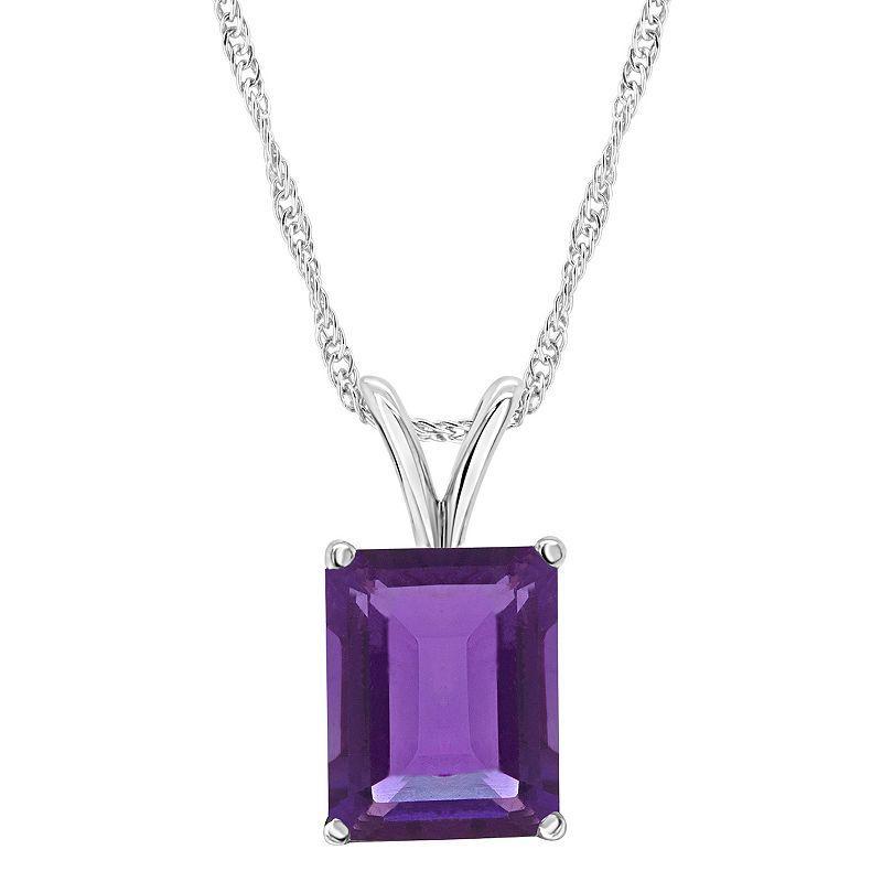 Alyson Layne 14k Gold Emerald Cut Amethyst Pendant Necklace, Women's, Size: 18" Product Image