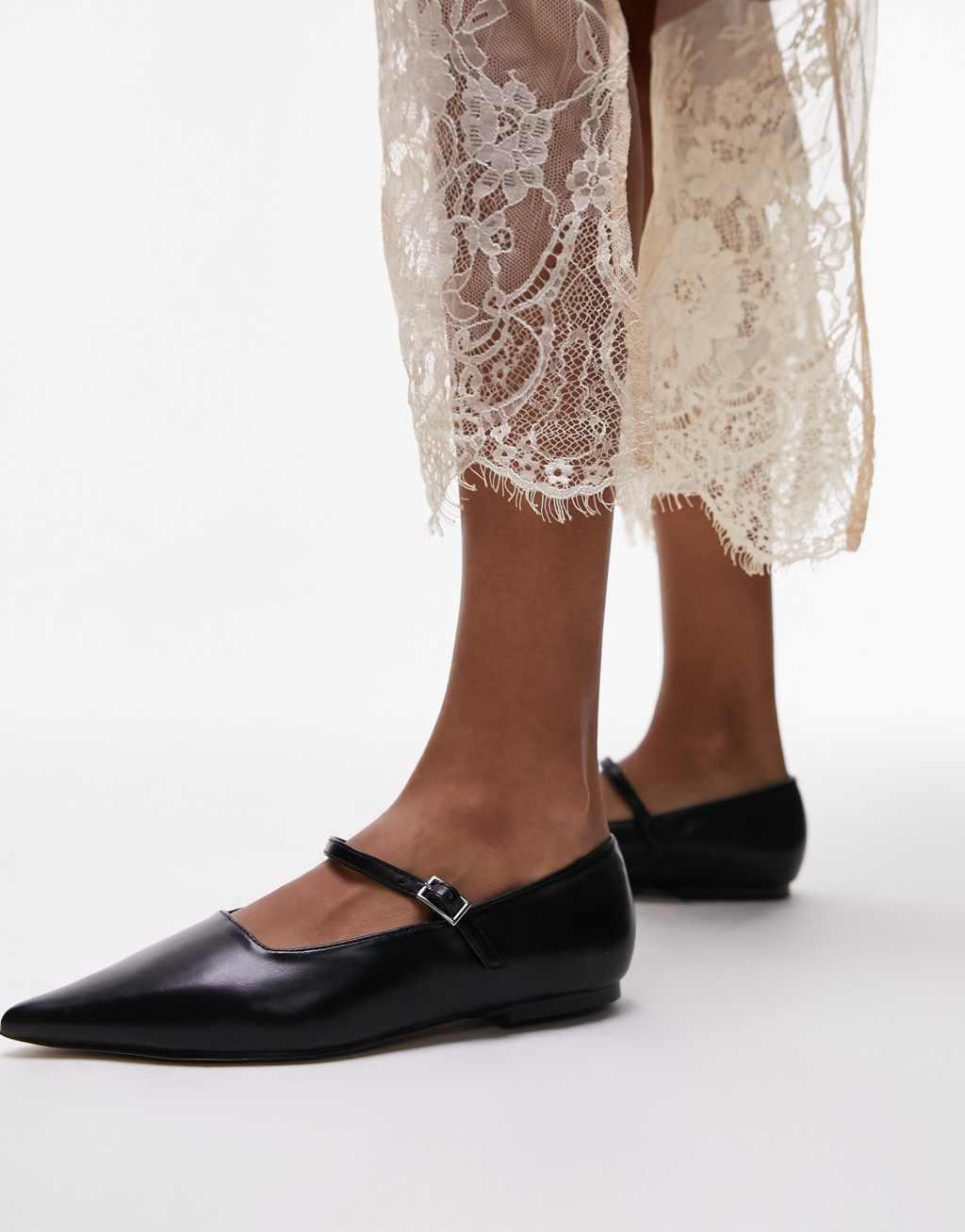 Topshop Ava pointed toe ballet flat shoes Product Image