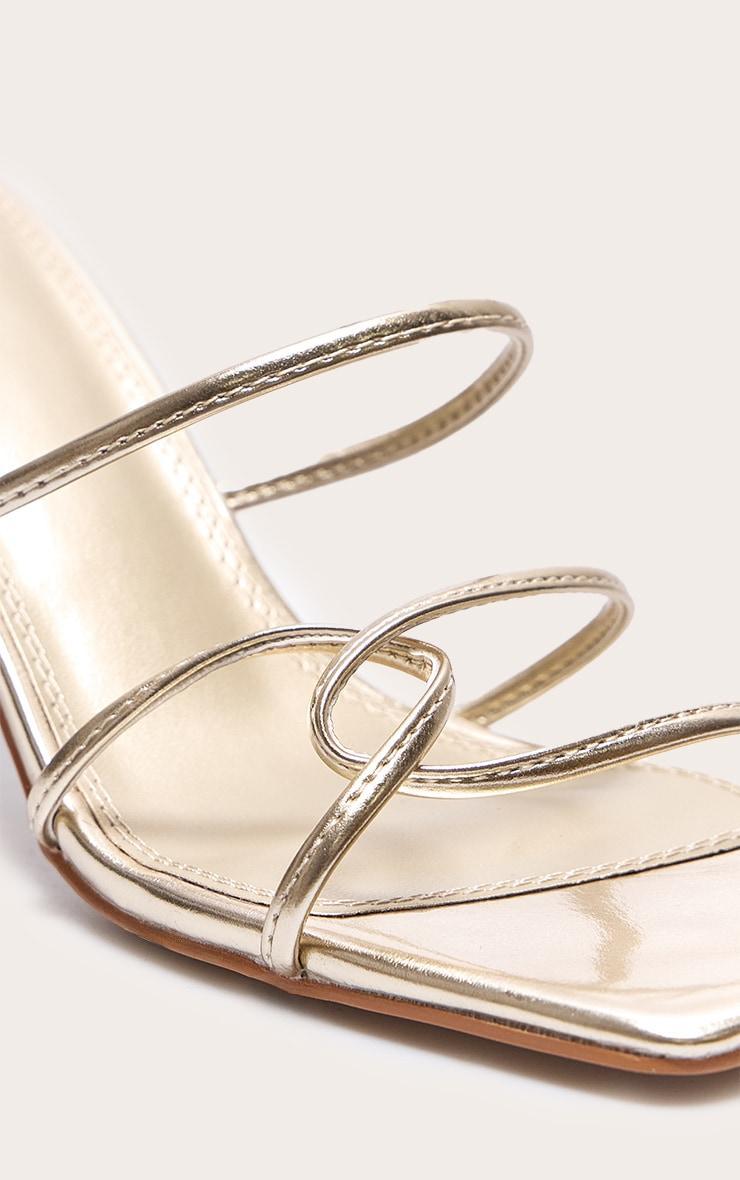 Gold PU Wide Fit Cross Over Strap Heeled Mules Product Image