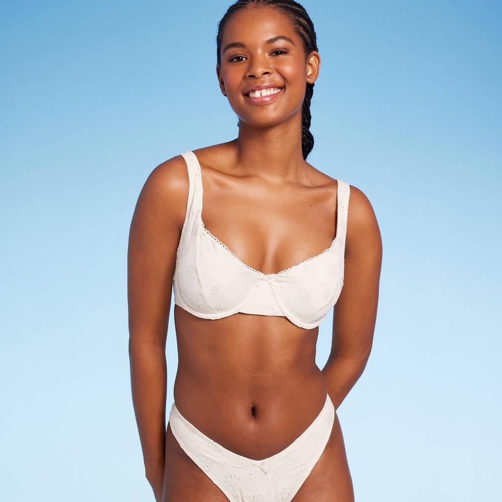 Womens Pointelle Underwire Bikini Top - Wild Fable Light Blue Product Image