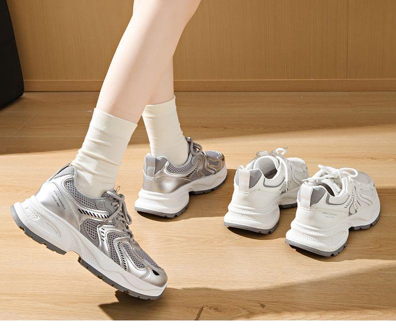 Platform Panel Mesh Sneakers Product Image