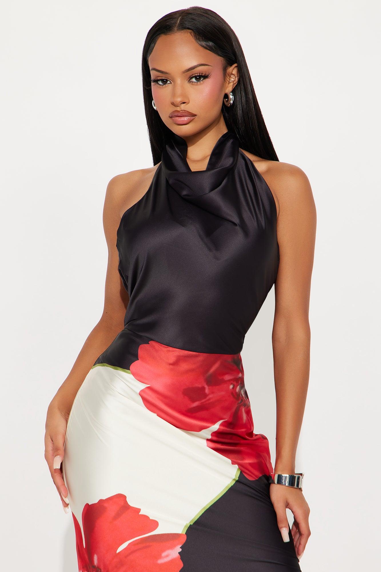 Bianca Backless Satin Maxi Dress - Black/combo Product Image