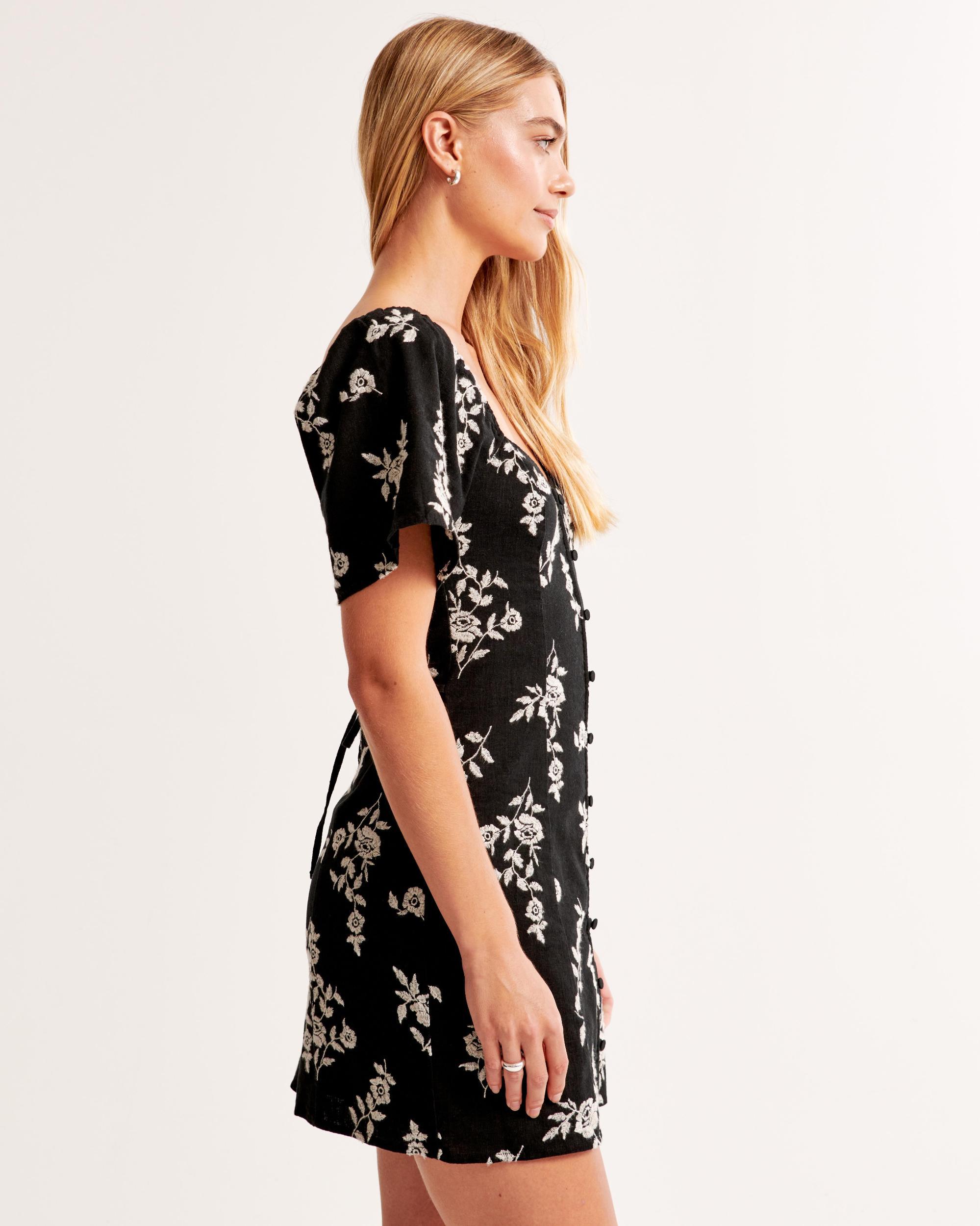 Linen-Blend Button-Through Mini Dress Product Image