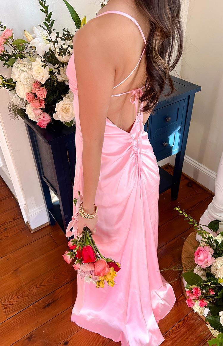 Blaise Pink Satin Maxi Dress Product Image
